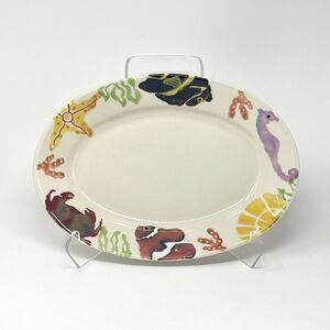 Hartstone Coral Reef Serving Platter 12.5” Pottery Stoneware USA Fish Ocean RARE